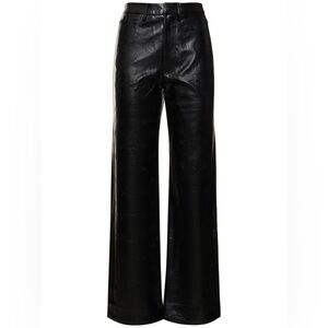 Rotate Faux leather straight pants black